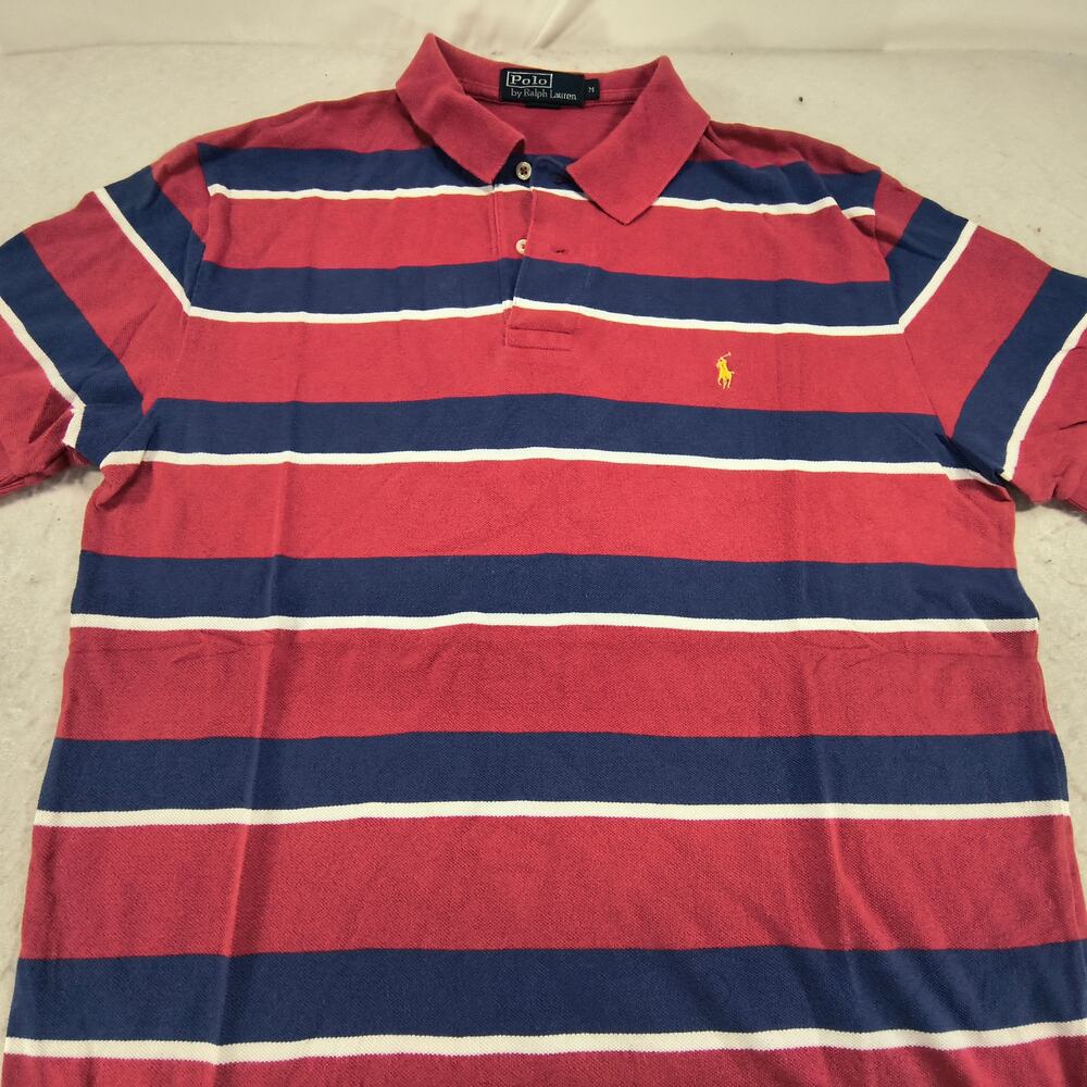 Polo by Ralph Lauren Casual Collared Polo Shirt Mens Size Medium M Red Blue